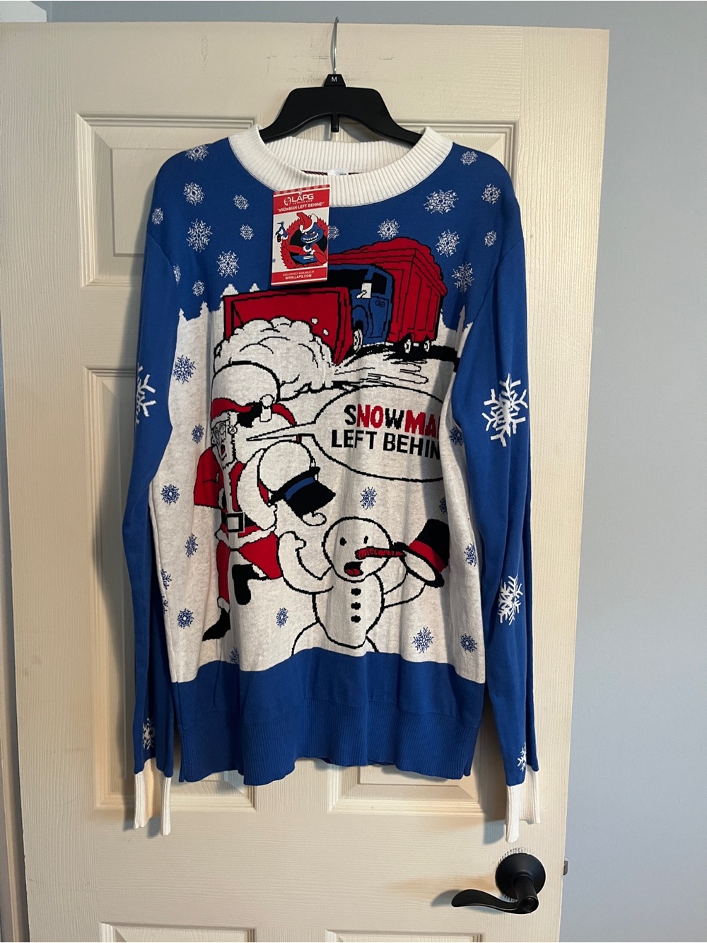 New LAPG men’s ugly Christmas sweater LA Police Gear holiday Snowman left behind